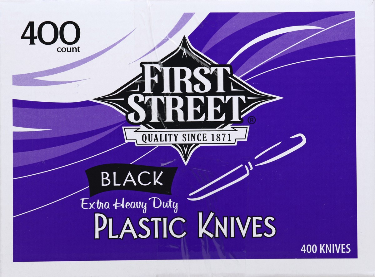 slide 5 of 6, First Street Extra Heavy Duty Black Knives, 400 ct