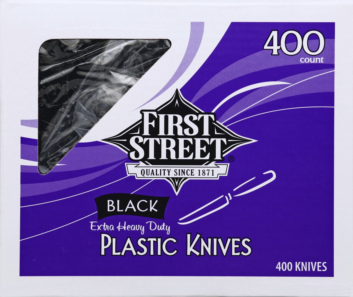 slide 2 of 6, First Street Extra Heavy Duty Black Knives, 400 ct