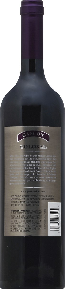 slide 3 of 3, Gascon Don Miguel Gascon Colosal Red Blend, 750 ml