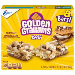 Golden Grahams Breakfast Cereal Treat Bars, S'mores, Snack Bars, 8 ct