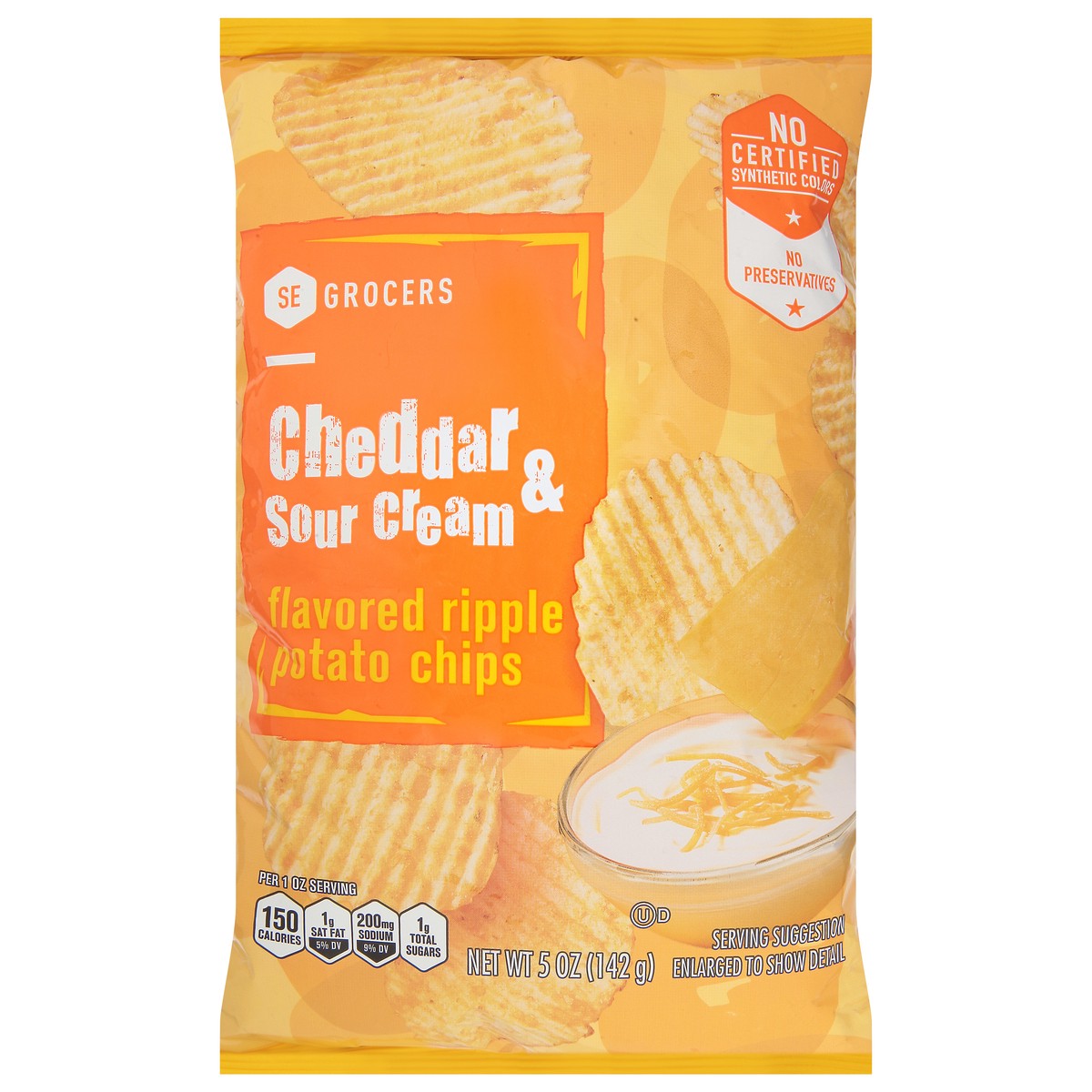 slide 1 of 1, SE Grocers Ripple Potato Chips Cheddar & Sour Cream, 5 oz