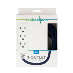 Techcellent 3 Outlet Power Strip 6Ft Bl
