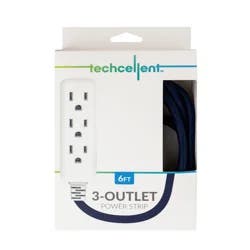 Techcellent 3 Outlet Power Strip 6Ft Bl