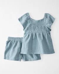 Littleplanet Baby 2-Piece Organic Cotton Gauze Set Blue Creek NB
