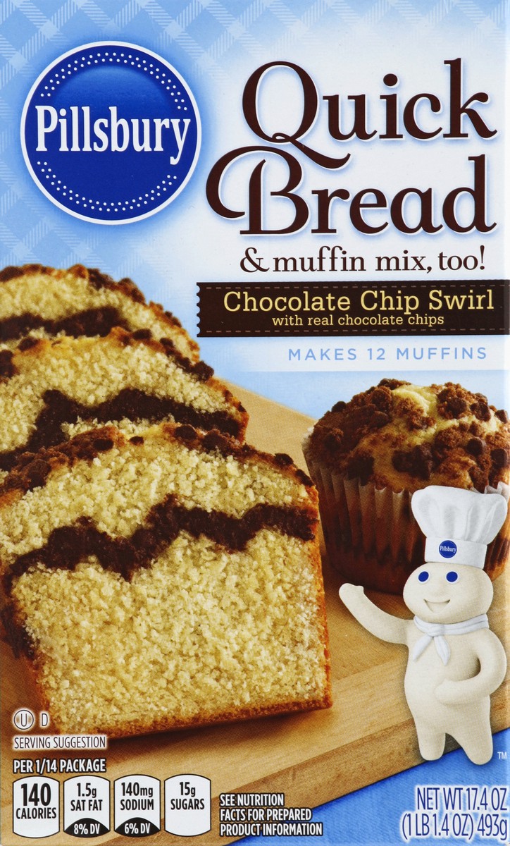 slide 5 of 6, Pillsbury Chocolate Chip Swirl Quick Bread & Muffin Mix, 17.4 oz