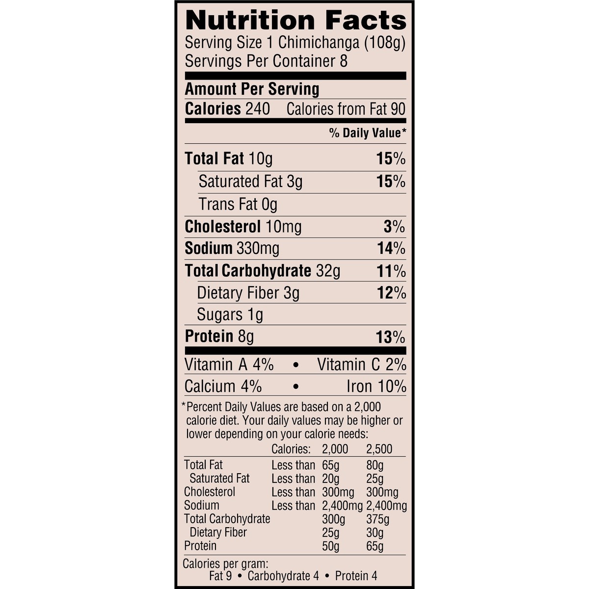 slide 10 of 11, El Monterey Chili Cheese Chimichangas, 8 count (Frozen), 30.4 oz