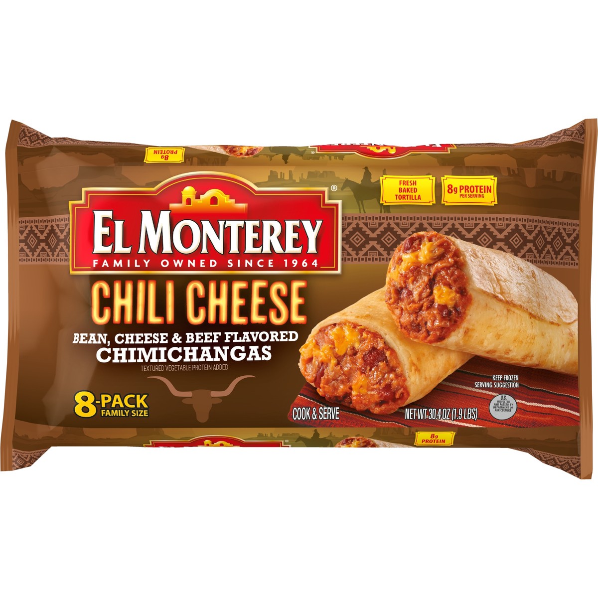 slide 2 of 11, El Monterey Chili Cheese Chimichangas, 8 count (Frozen), 30.4 oz