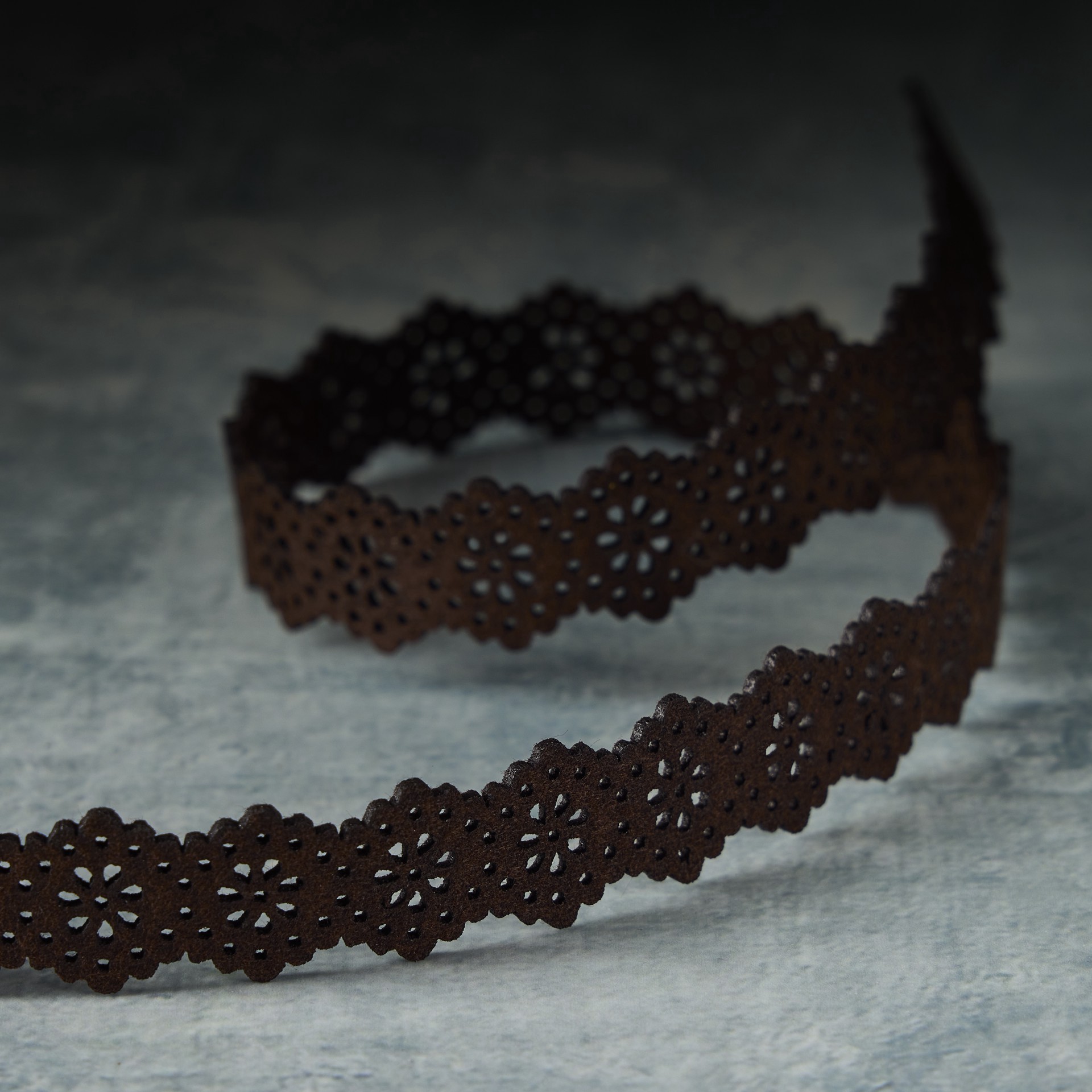 slide 2 of 2, 3/4" X 3yd. Brown Abstract Flower Ribbon Trim By Celebrate It Classic, 3/4 in x 3 yd