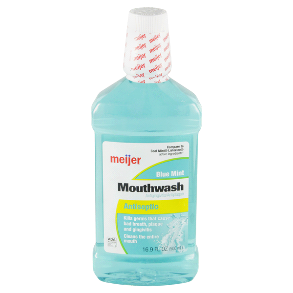 slide 1 of 1, Meijer Antiseptic Mouthwash, Blue Mint, 16.9 oz