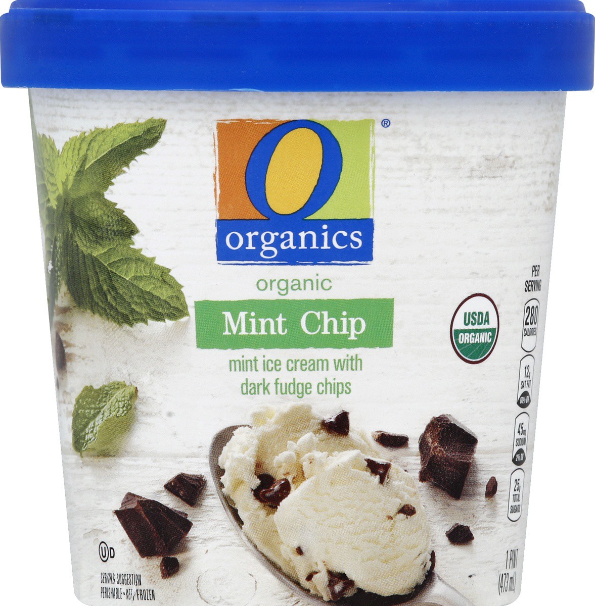 slide 2 of 3, O Organics Ice Cream Mint Chip, 1 pint