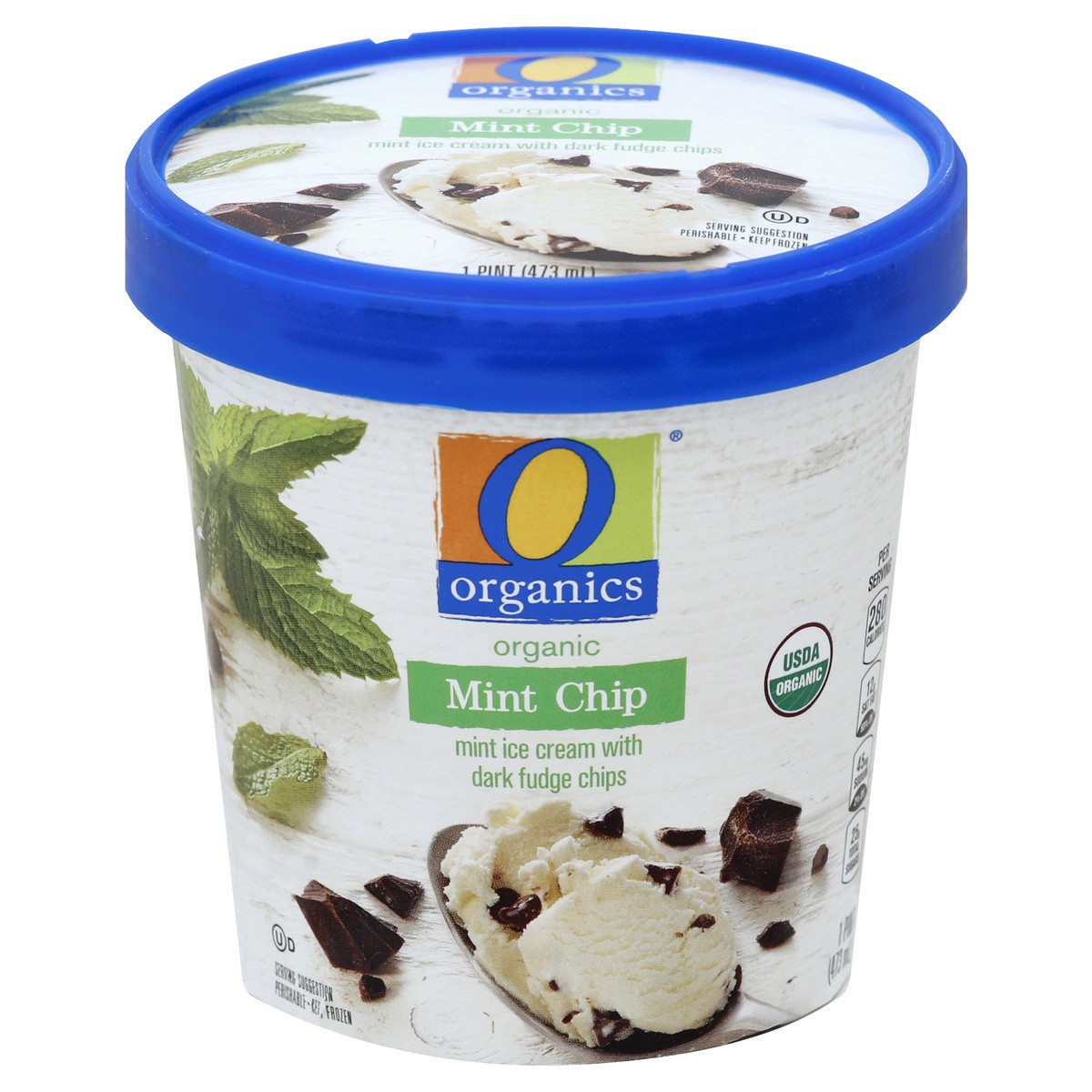 slide 1 of 3, O Organics Ice Cream Mint Chip, 1 pint