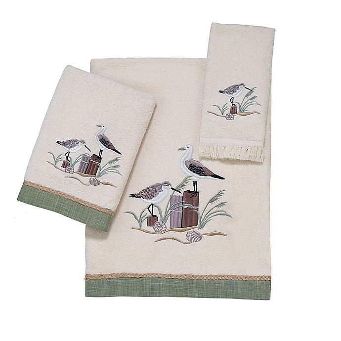 slide 1 of 1, Avanti Sea Birds Fingertip Towel - Ivory, 1 ct