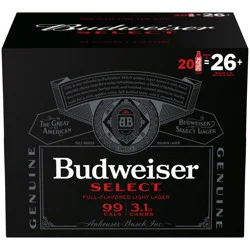 Budweiser Select Light Beer, 20 Pack 16 fl. oz. Bottles, 5% ABV