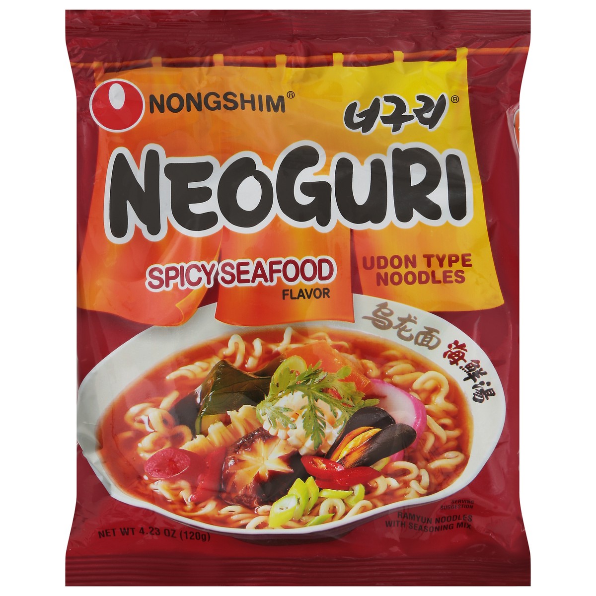 slide 1 of 9, Nongshim Spicy Seafood Flavor Neoguri 4.23 oz, 4.2 oz