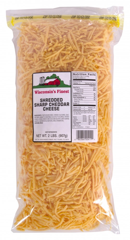 slide 1 of 1, Wisconsin's Finest Shredded Sharp Cheddar Cheese, 2 lb