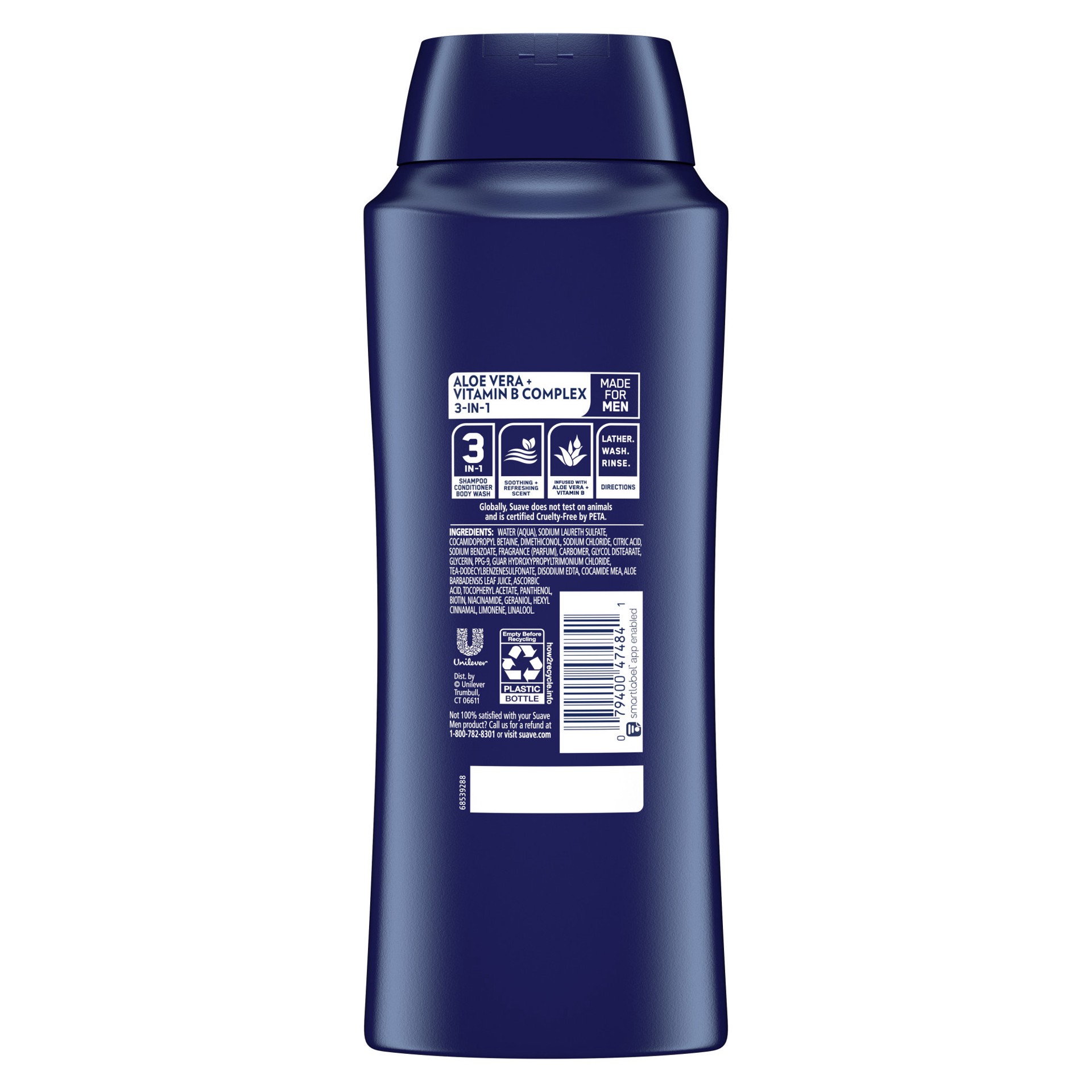 slide 3 of 4, Suave Men Shampoo, Conditioner, Body Wash Aloe Vera + Vitamin B7, 28 oz, 28 oz