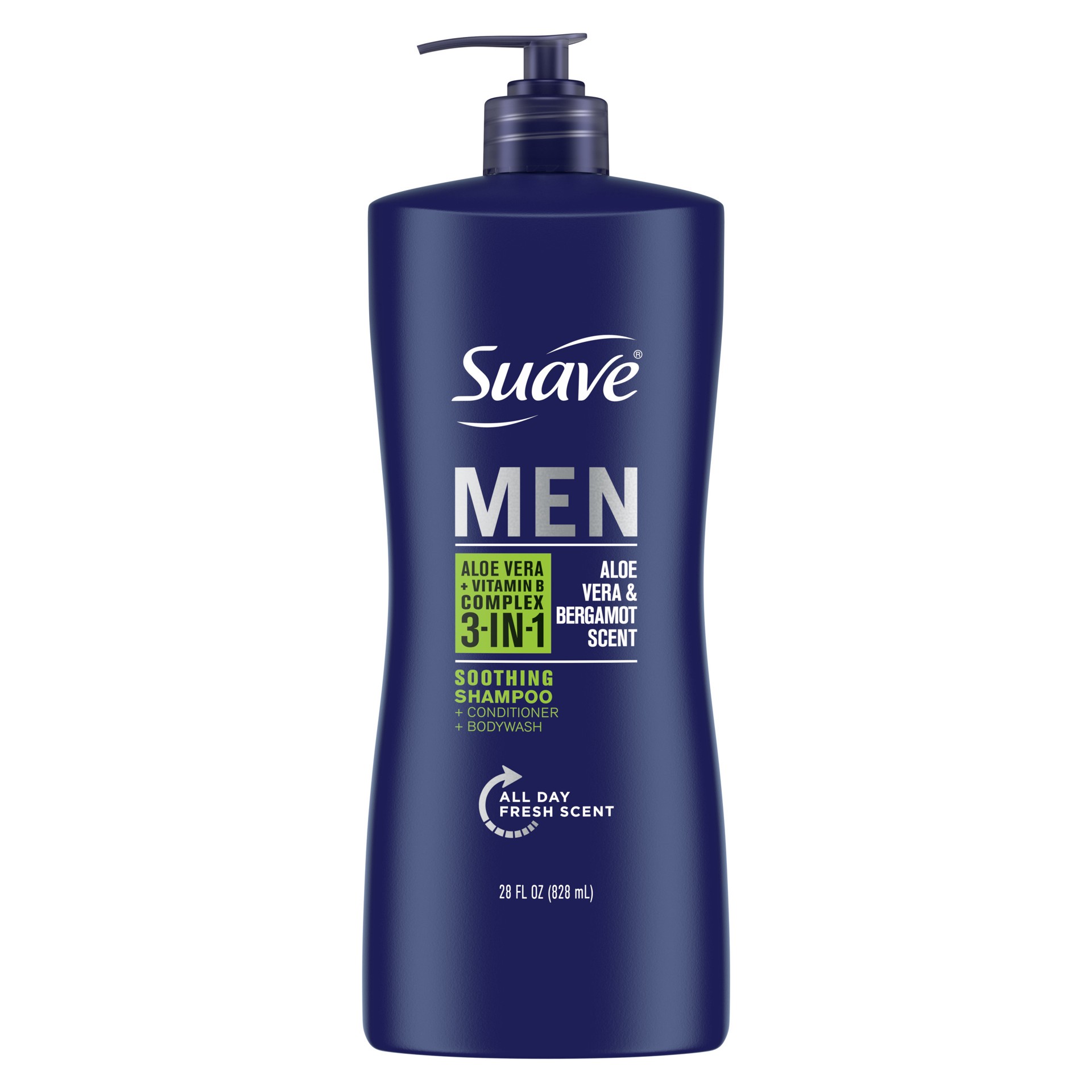 slide 1 of 4, Suave Men Shampoo, Conditioner, Body Wash Aloe Vera + Vitamin B7, 28 oz, 28 oz