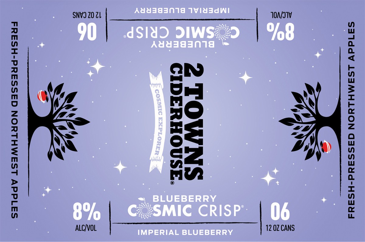 slide 5 of 9, 2 Towns Ciderhouse Blueberry Cosmic Crisp Imperial Cider 6-12 Oz Cans, 6 ct