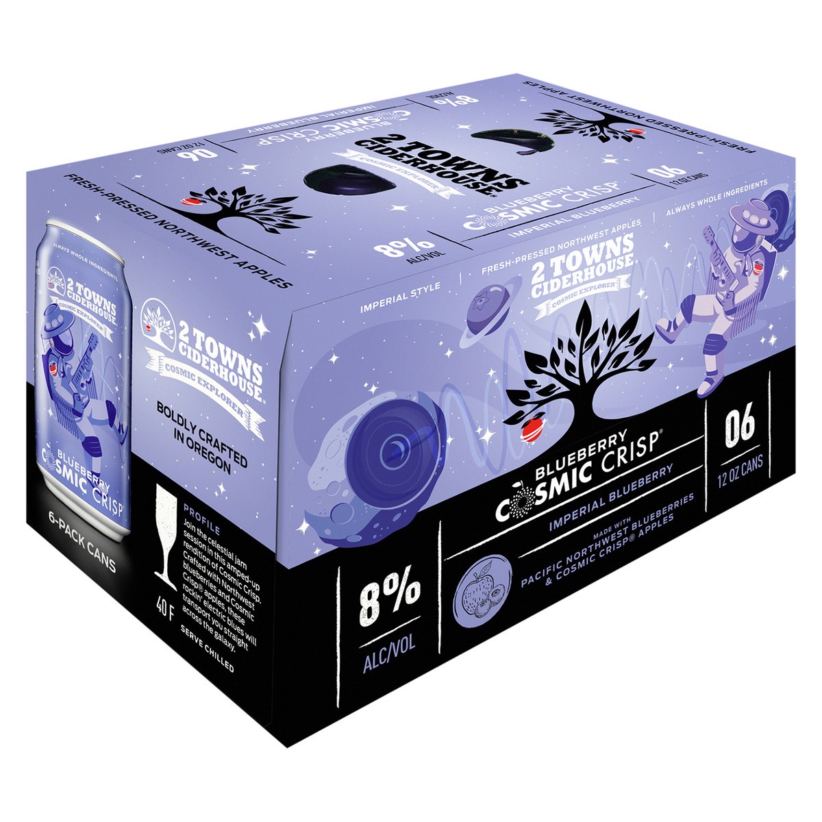 slide 9 of 9, 2 Towns Ciderhouse Blueberry Cosmic Crisp Imperial Cider 6-12 Oz Cans, 6 ct