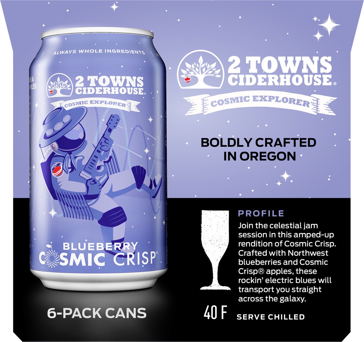 slide 2 of 9, 2 Towns Ciderhouse Blueberry Cosmic Crisp Imperial Cider 6-12 Oz Cans, 6 ct