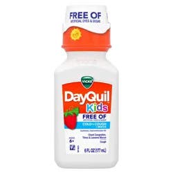VICKS DayQuil Kids Cold & Cough + Mucus Multi-Symptom Relief Liquid, Free Of Artificial Dyes & Sugar, Daytime Relief of Cough and Chest Congestion, Thins & Loosens Mucus, No, Great-Tasting Berry Flavored Medicine, Specially Formulated for Kids Ages 6+, 6o