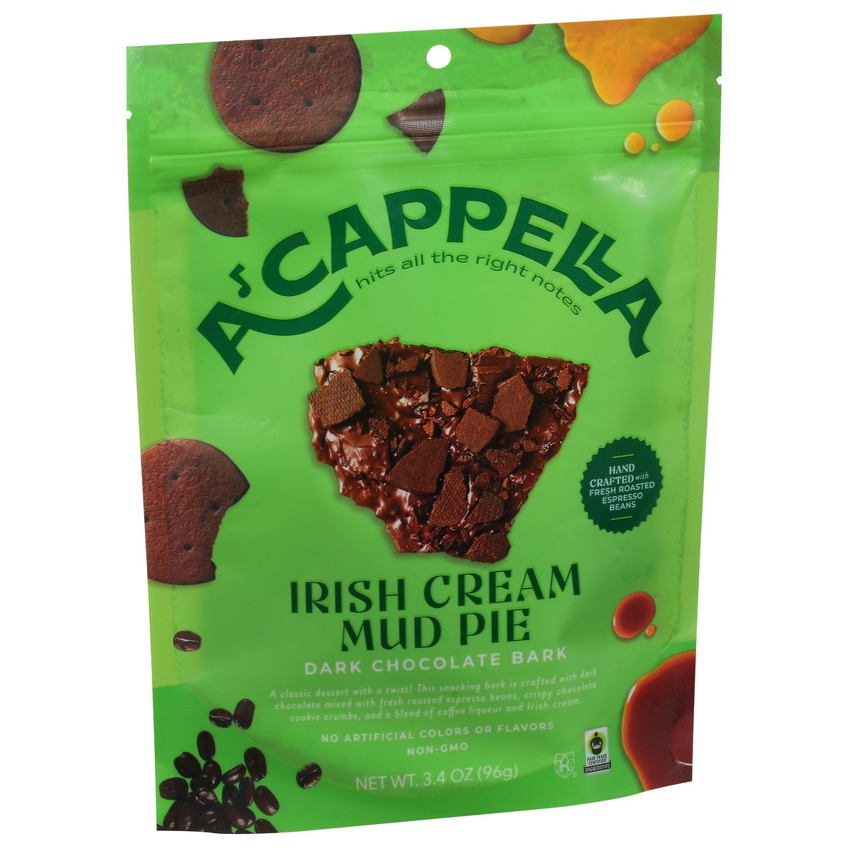 slide 2 of 9, A'Cappella Irish Cream Mud Pie Dark Chocolate Bark - 3.4 oz, 4 oz