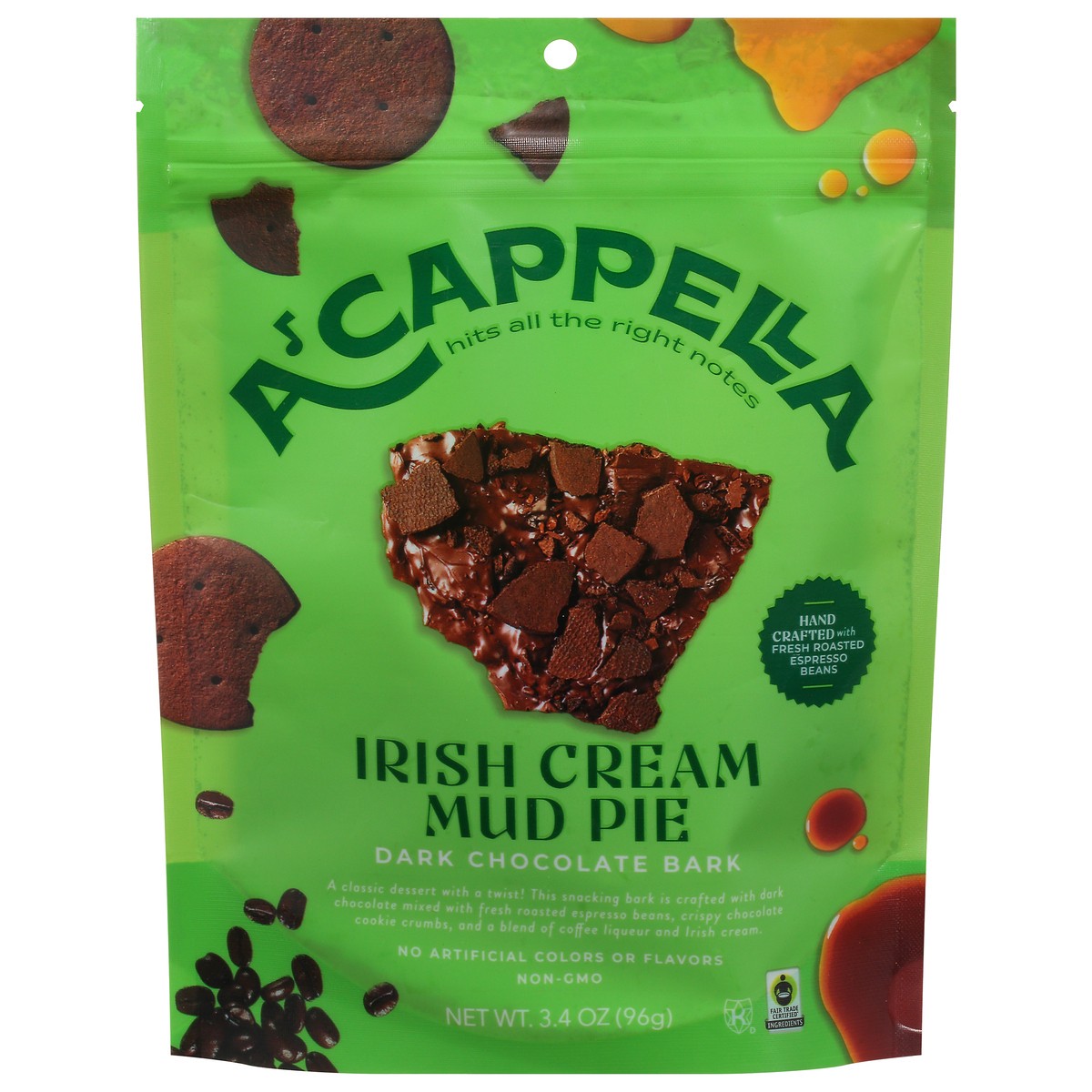 slide 1 of 9, A'Cappella Irish Cream Mud Pie Dark Chocolate Bark - 3.4 oz, 4 oz