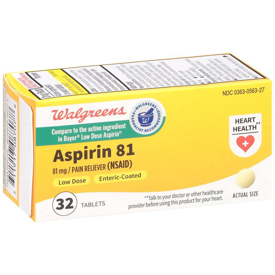 slide 4 of 5, Walgreens Aspirin Enteric-Coated Pain Reliever Tablets 81Mg, 32 ct