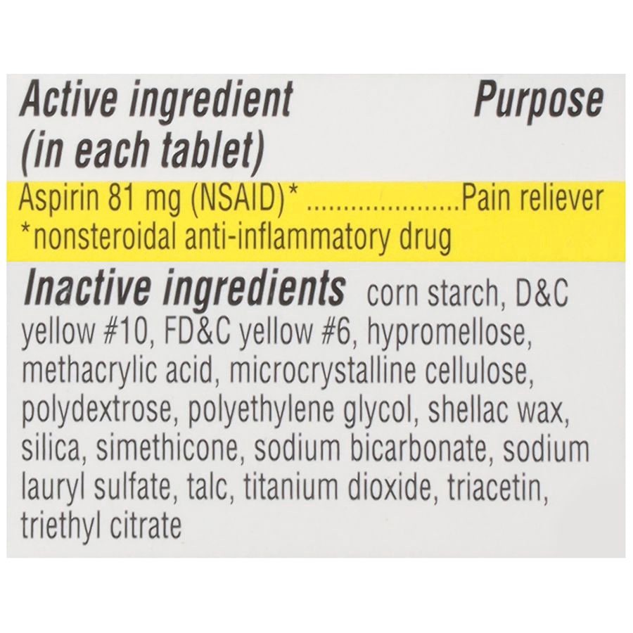 slide 3 of 5, Walgreens Aspirin Enteric-Coated Pain Reliever Tablets 81Mg, 32 ct