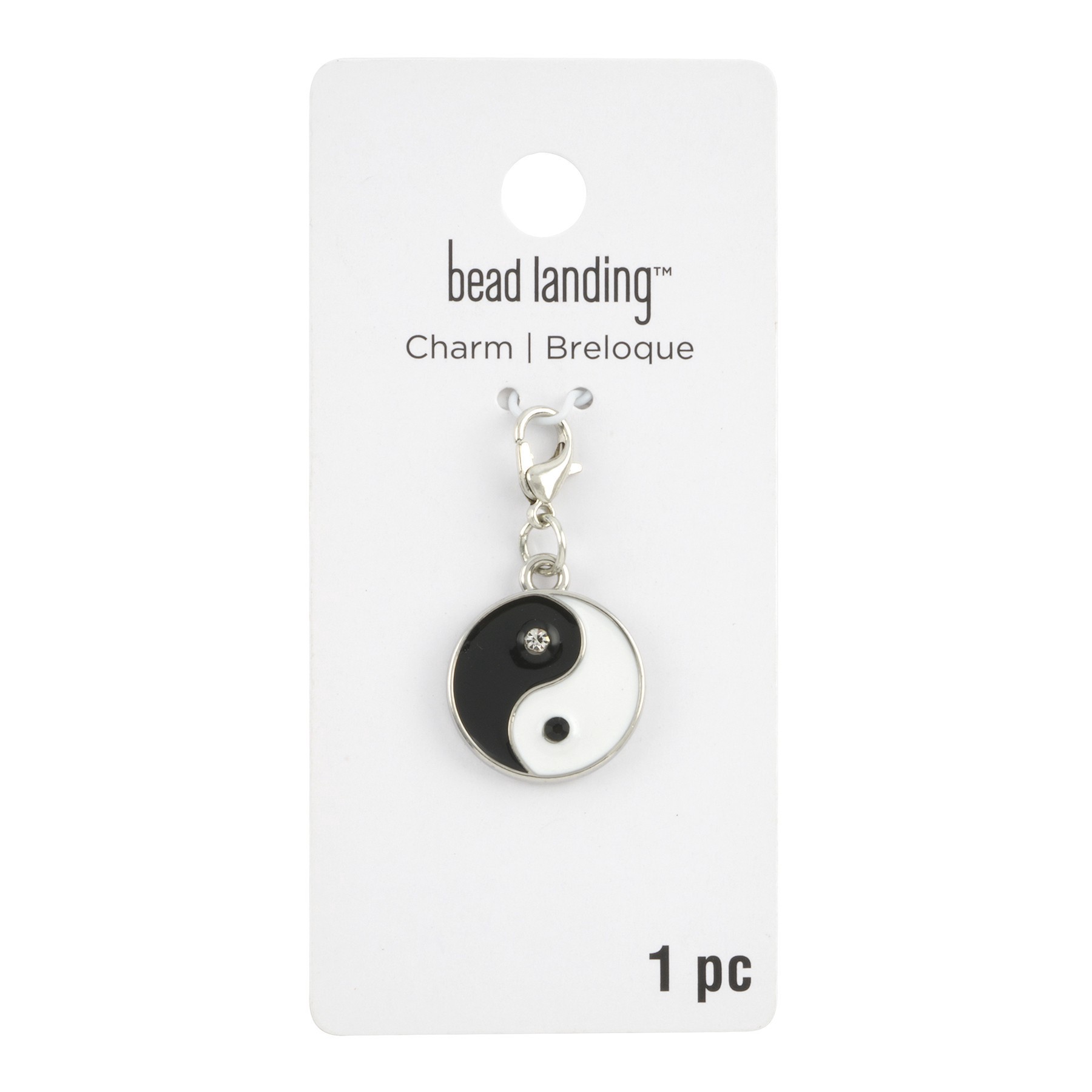 slide 2 of 3, Yin Yang Charm By Bead Landing, 19 mm charm diameter