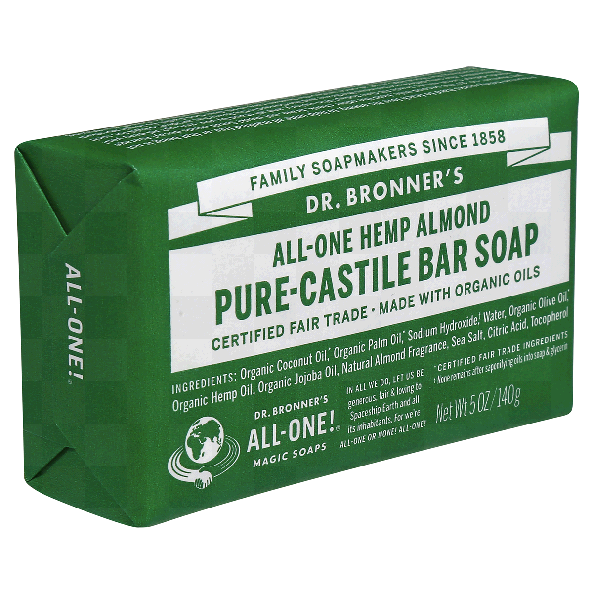 Dr. Bronner's AllOne Hemp Almond PureCastile Bar Soap 5 oz Shipt