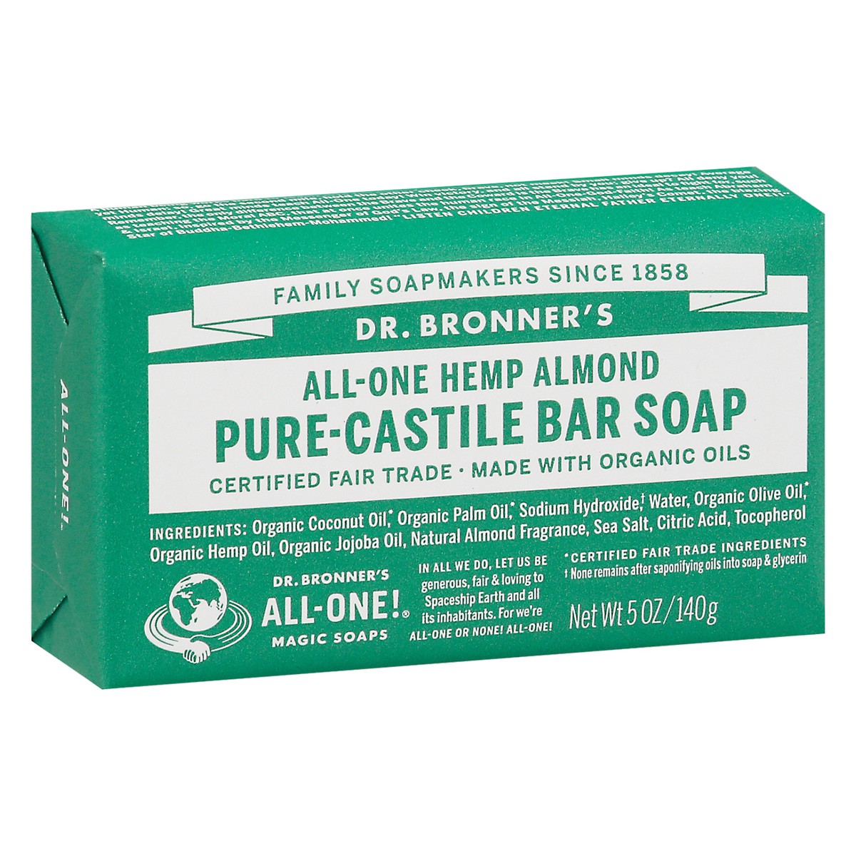 slide 12 of 12, Dr. Bronner's Castile Bar Soap Almond Org, 5 oz