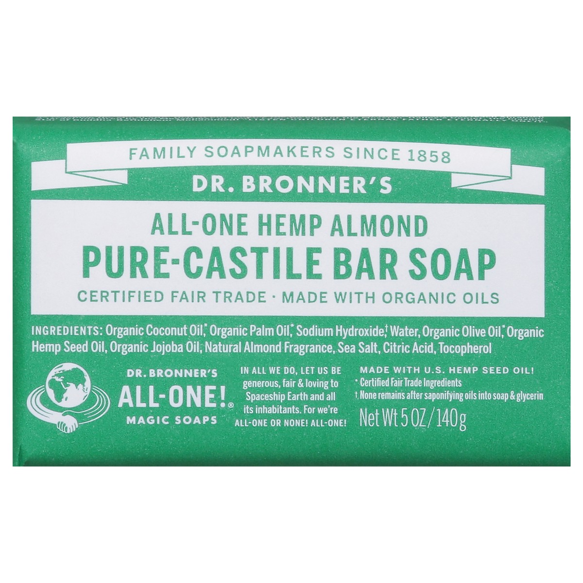 slide 1 of 12, Dr. Bronner's Castile Bar Soap Almond Org, 5 oz