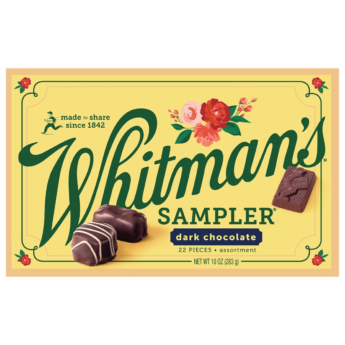 slide 1 of 6, WHITMAN'S SAMPLER Assorted Dark Chocolate Gift Box, 10 oz. (≈ 22 pieces), 10 oz