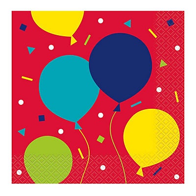 slide 1 of 1, Unique Industries Unique Balloon Party Birthday Lunch Napkins, 16 ct