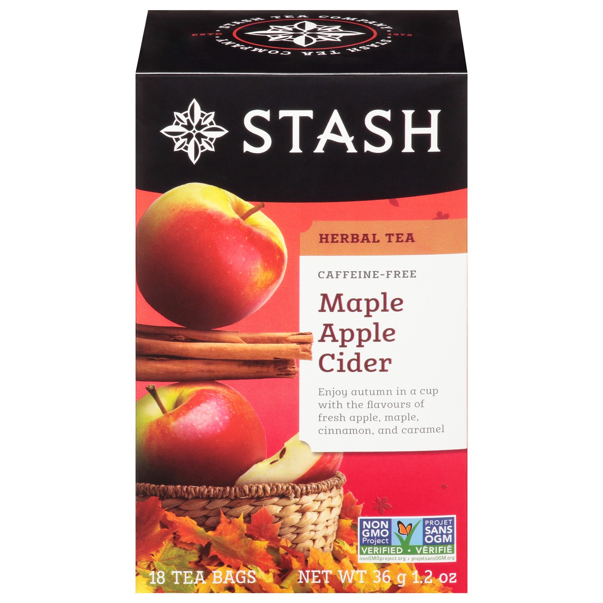 slide 1 of 9, Stash Herbal Tea, Caffeine-Free, Maple Apple Cider, Tea Bags, 18 ct