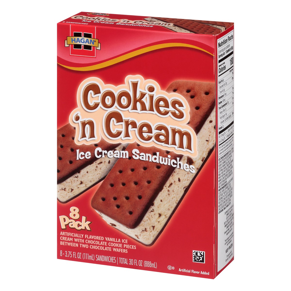 slide 3 of 10, Hagan Cookies ‘n Cream Ice Cream Sandwich, 3.75 oz (Pack of 8), 3.75 oz