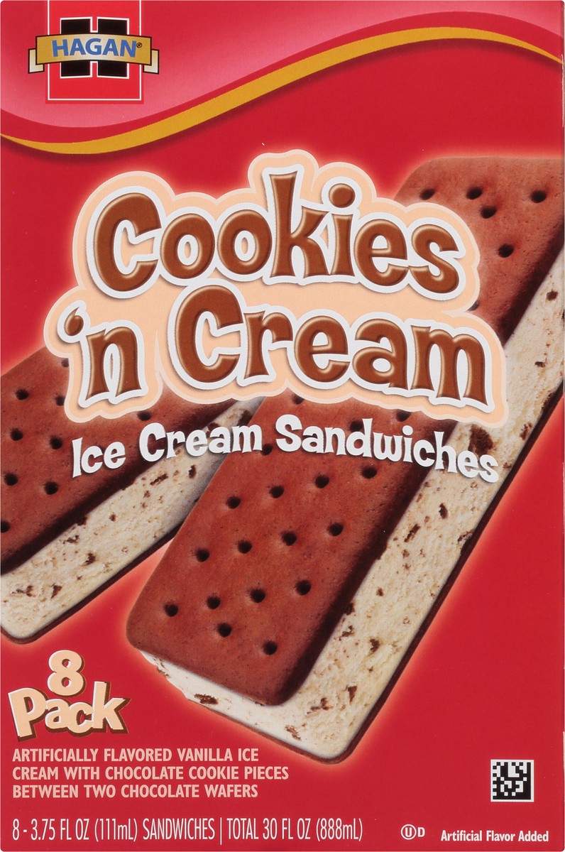 slide 7 of 10, Hagan Cookies ‘n Cream Ice Cream Sandwich, 3.75 oz (Pack of 8), 3.75 oz