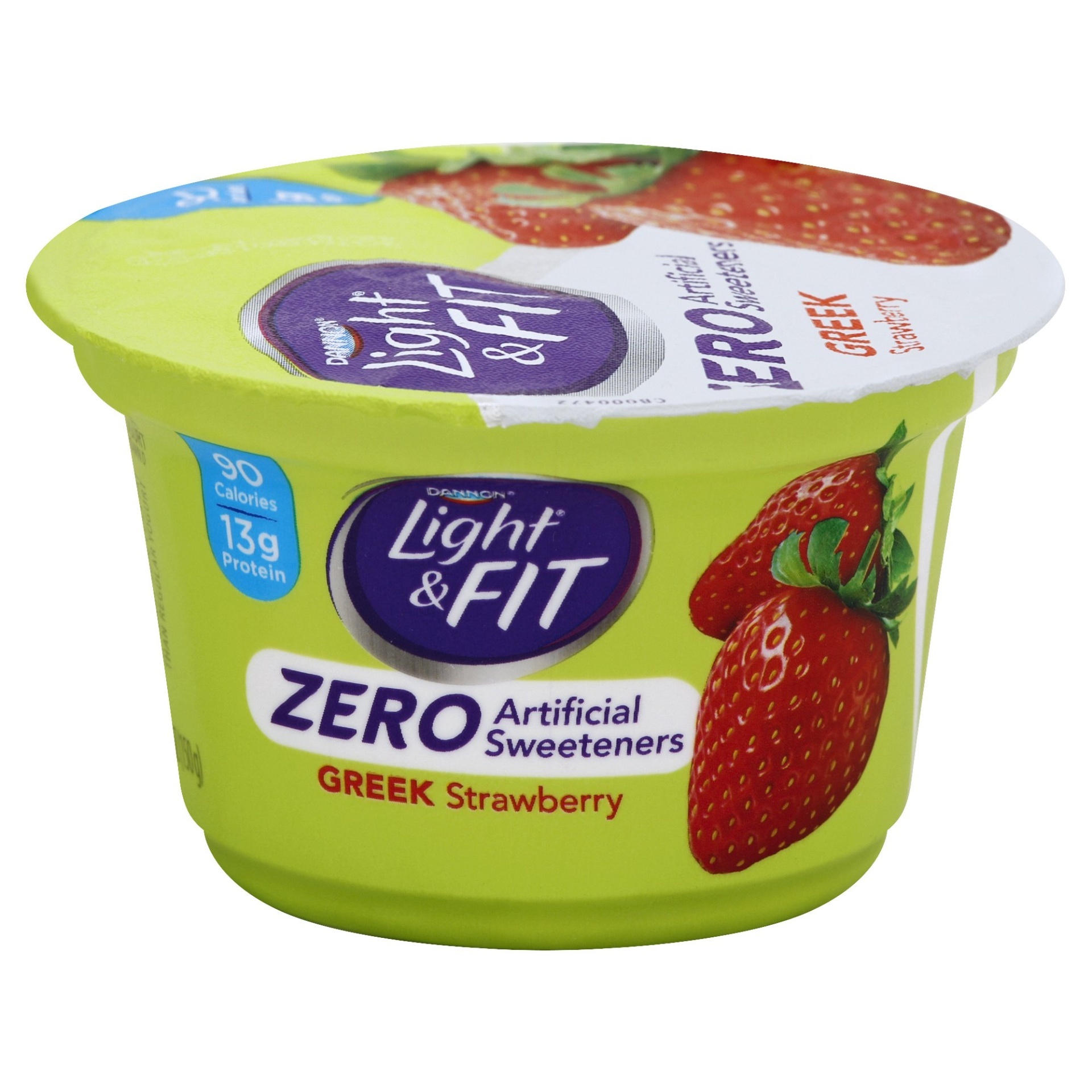 slide 1 of 1, Dannon Light & Fit Zero Strawberry Greek Yogurt, 5.3 oz