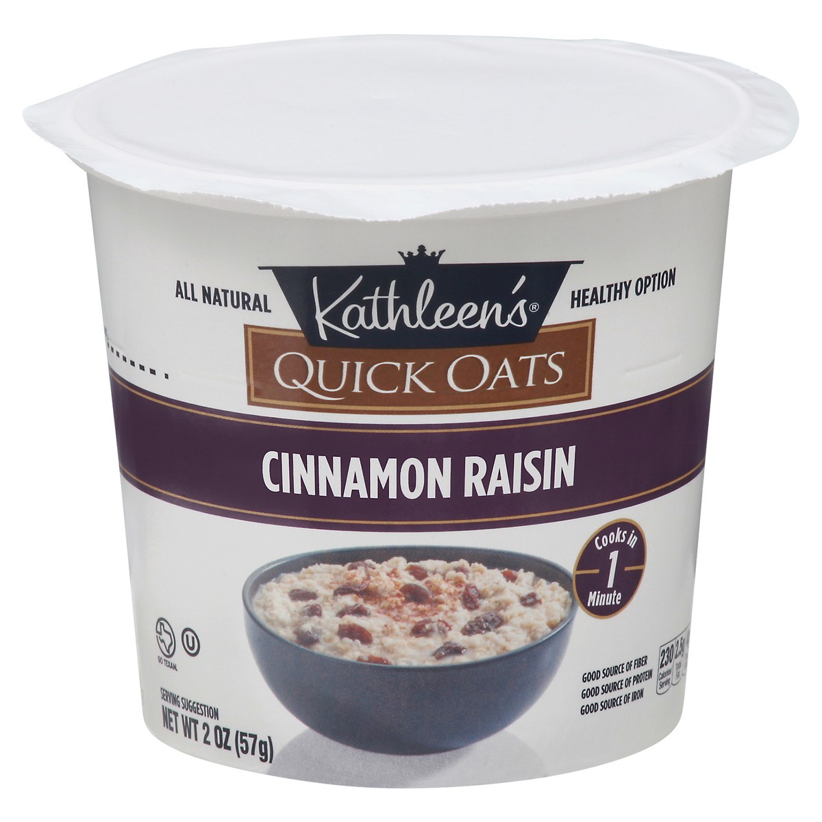 slide 2 of 14, Kathleen's Kathleens Quick Oats Cinnamon Raisin Instant Oatmeal, 2 oz