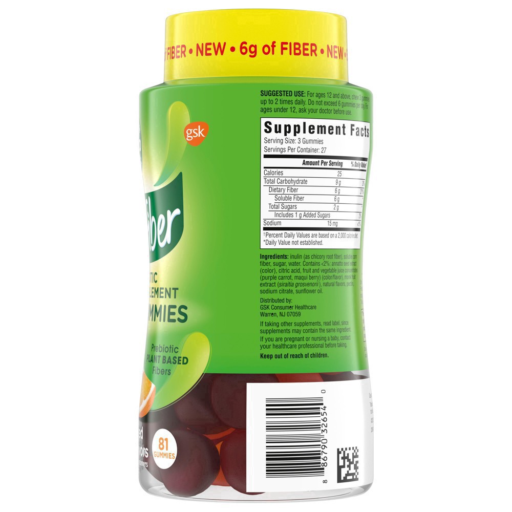slide 18 of 67, Benefiber Assorted Fruit Flavors Prebiotic Fiber Supplement 81 Gummies, 81 ct