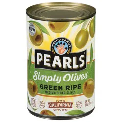 Pearls Simply Olives Green Ripe Pitted Olives Medium 6 oz
