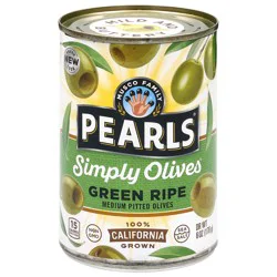 Pearls Simply Olives Green Ripe Pitted Olives Medium 6 oz