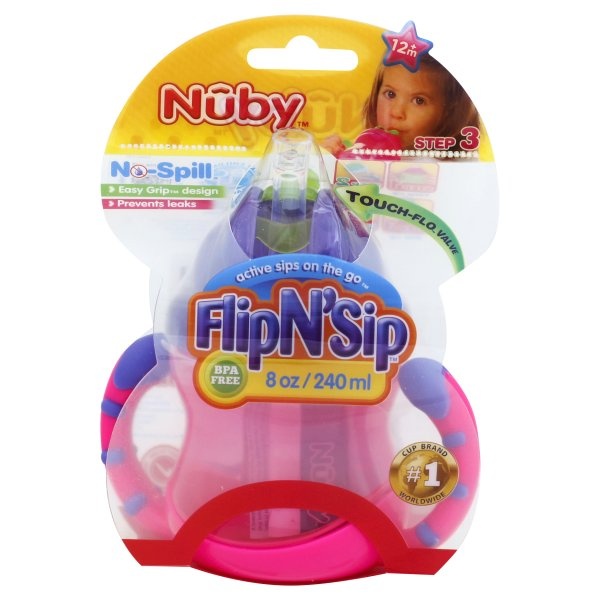 slide 1 of 1, Nuby Flip N Sip 2 Handle Cup - 8 Oz, 1 ct