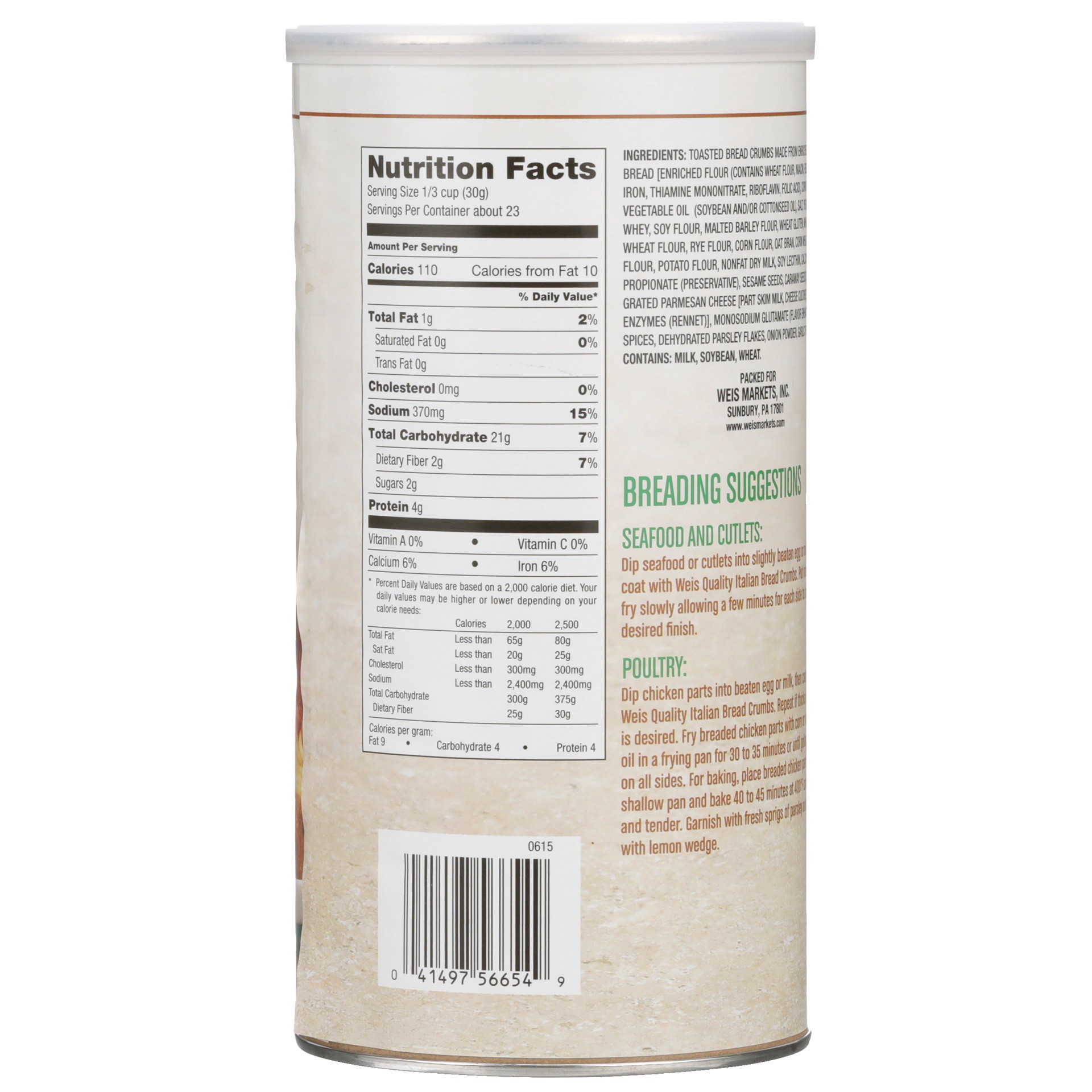 slide 6 of 6, Weis Quality Italian Style Bread Crumbs, 24 oz