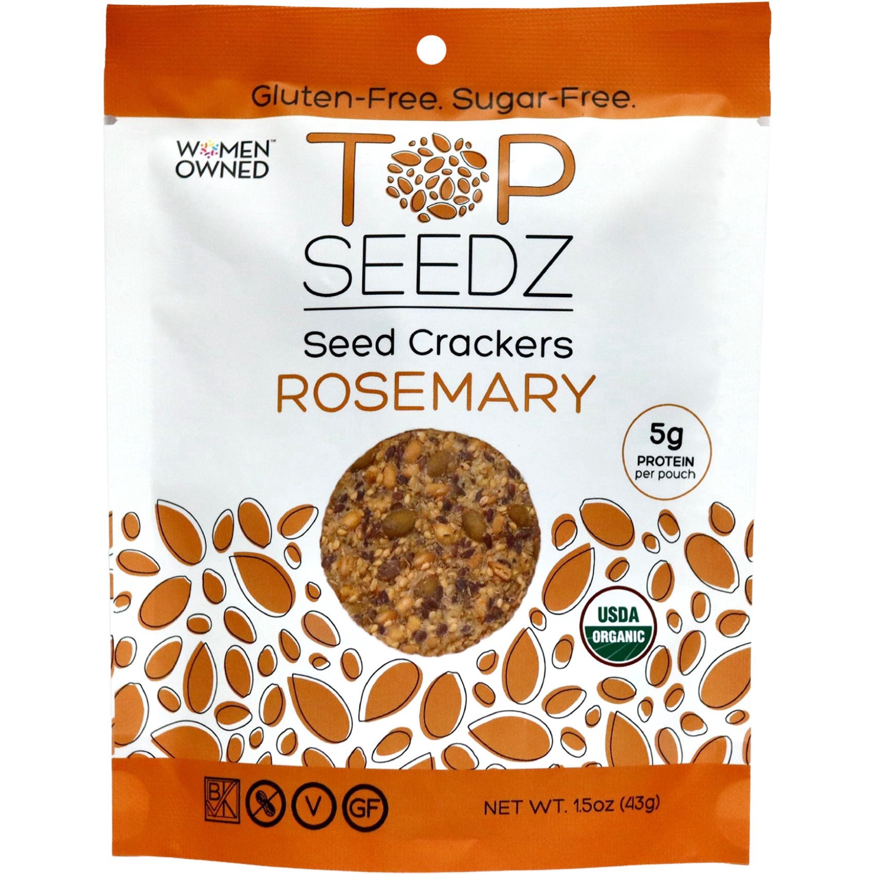 slide 1 of 1, Top Seedz Org Gng Rosmry Rnd Crckr, 1.5 oz
