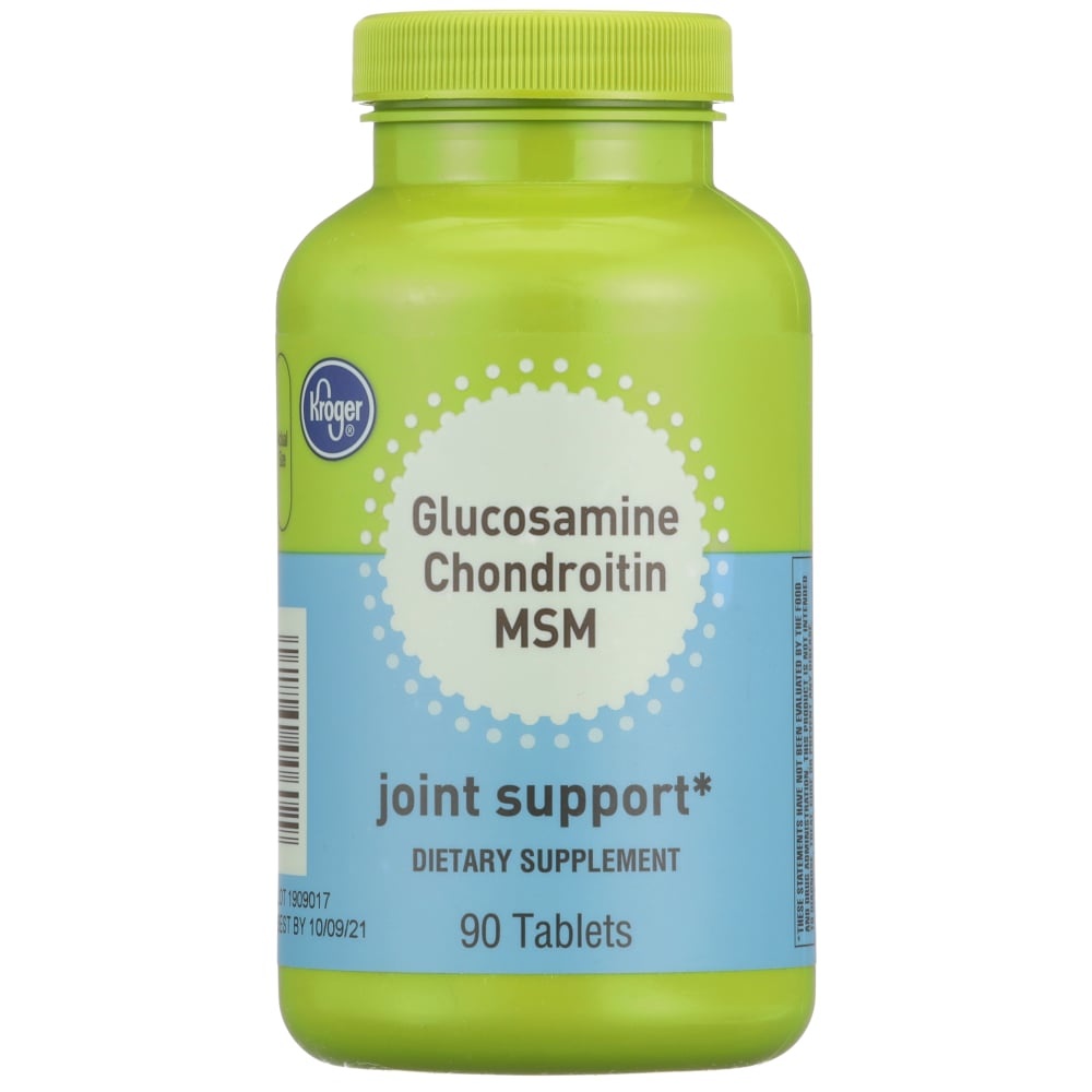slide 1 of 1, Kroger Glucosamine Chondroitin Msm Joint Support Dietary Supplement, 90 ct