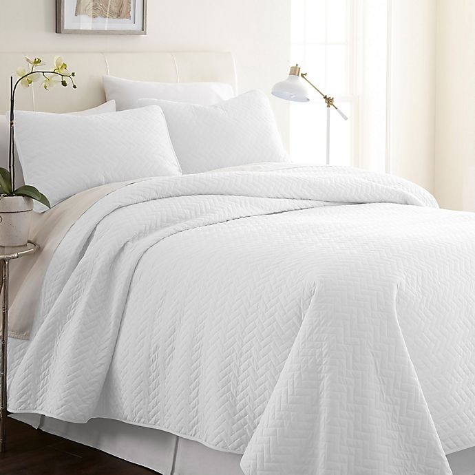 slide 1 of 1, Home Collection Herring Full/Queen Quilt Set - White, 3 ct