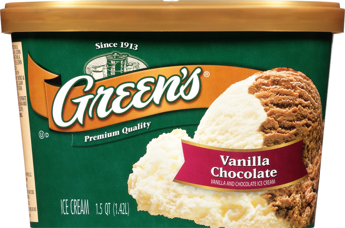 slide 9 of 10, Green's Vanilla Chocolate Ice Cream 1.5 qt. Carton, 48 fl oz