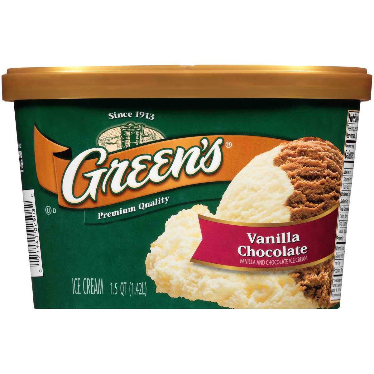 slide 1 of 10, Green's Vanilla Chocolate Ice Cream 1.5 qt. Carton, 48 fl oz